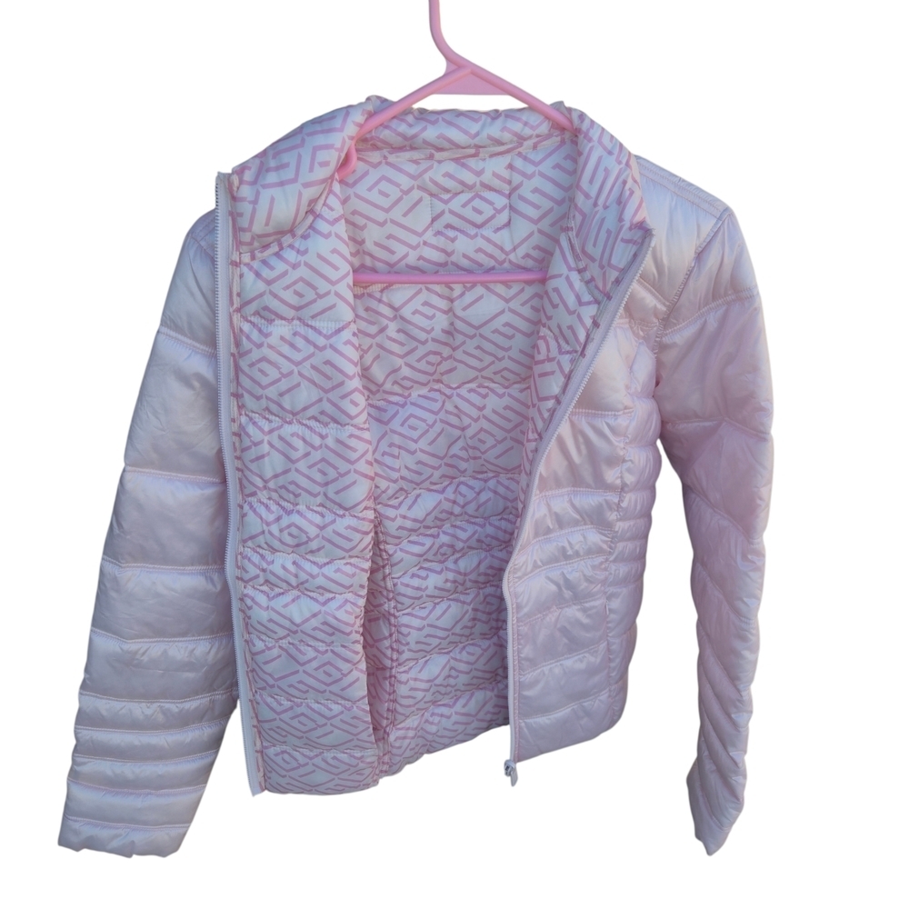 Guess Janis Reversible Jacket Light Pink Size Medium Low Key Pink - Picture 2 of 9